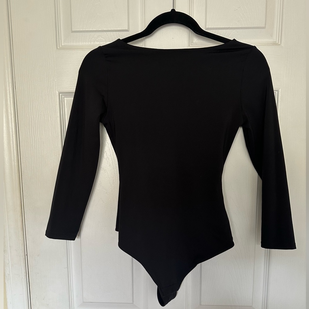 Athleta Black Stretchy Fitted Bodysuit Sz XS